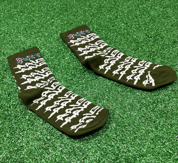 Timeless Green Socks , All over Ball4Evaa print