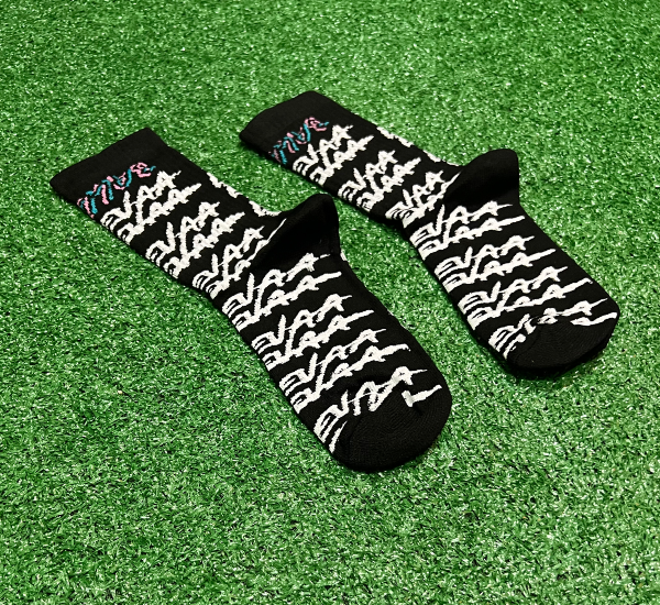 Timeless Black Socks , All over Ball4Evaa print