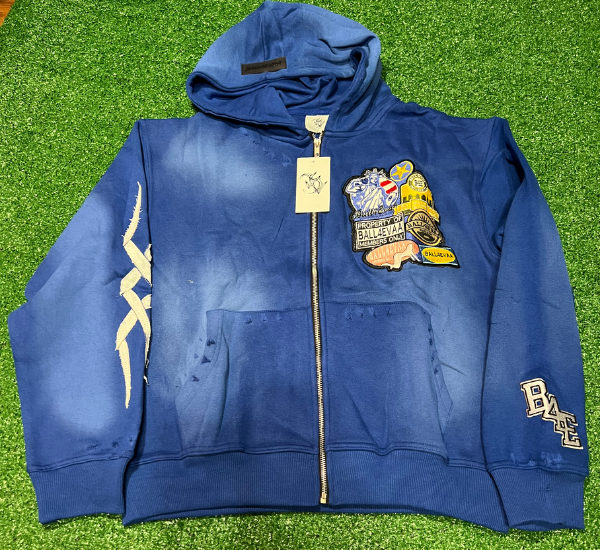【oan】(Unisex) Overfit Black Blue Zip Up Logo Zip Sweatshirt | Black | Jack & Jones®