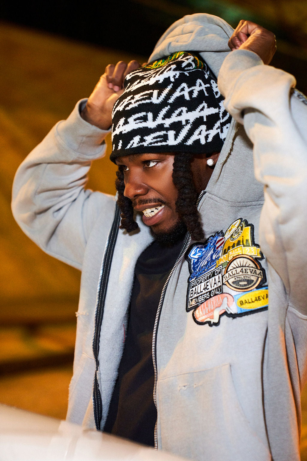 All over Ball4Evaa print beanie