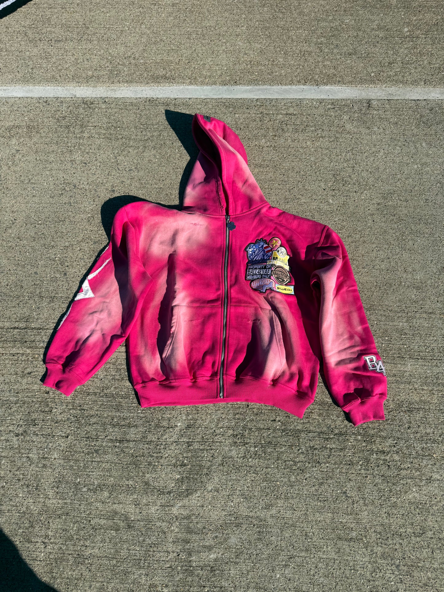 ROSE PATCH ZIP-UP — PINK