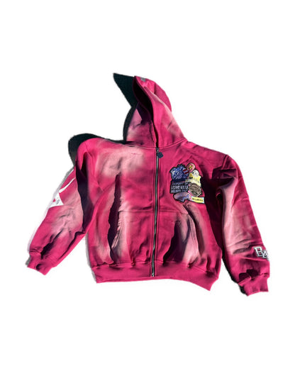 ROSE PATCH ZIP-UP — PINK